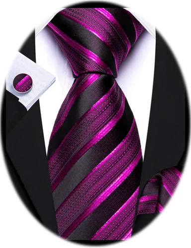 Miniatura 305 de Barry.Wang Juego de corbatas para hombre, corbata de seda a rayas, tejido a cuadros, gemelos formales, negocios, boda