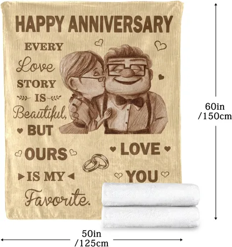 Miniatura 5 de Manta de aniversario para él y ella, regalo romántico de aniversario de boda, para esposa, marido, el mejor regalo de feliz aniversario