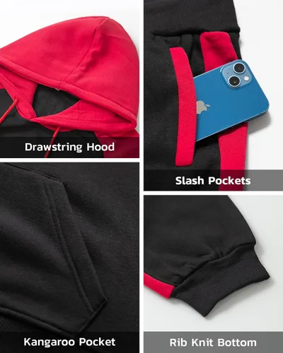 Miniatura 3 de AoShuang Conjunto deportivo de 2 piezas para hombre, sudadera casual con capucha para hombre, atlético, deportivo, manga larga, conjunto de traje