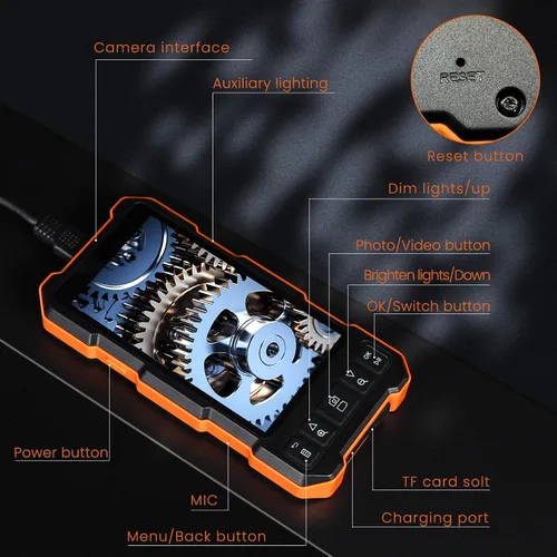 Miniatura 8 de Epicmate Cámara de Inspección de Alcantarillado con Triple Lente - Cámara Serpiente con Luz 16.5 pies, Endoscopio con Pantalla IPS de 5" con Luces