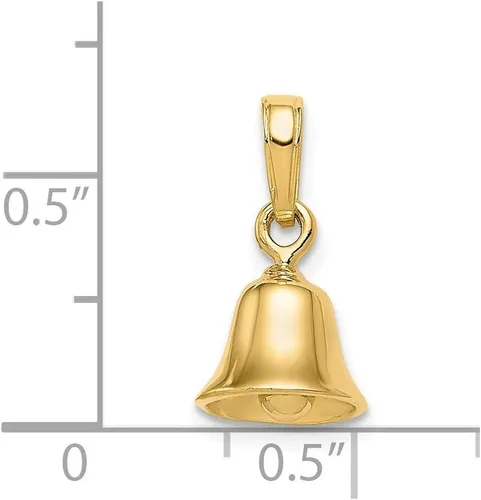 Miniatura 2 de Colgante de campana móvil 3D de oro amarillo macizo de 14 k (0.630 in x 0.354 in), Oro amarillo