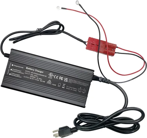 CHINS Cargador de batería de litio de 48 V 10 A, incluye función de carga de 0 V, cargador de batería LiFePO4 de 58.4 V 10 A, especial para batería