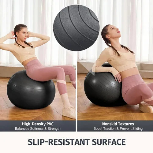 Miniatura 4 de ZELUS Entrenador de pelota de equilibrio con bandas de resistencia y bomba de pie, pelota de yoga inflable para entrenamientos de gimnasio en casa