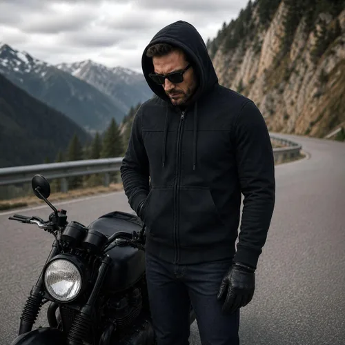 Miniatura 8 de Milwaukee Leather MPM1788 - Sudadera con capucha blindada de motociclista negra aprobada por CE para hombre con aramida de DuPont Fibers - Mediana