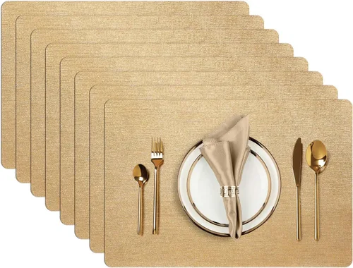 Miniatura 9 de AIRCOWRIE manteles individuales para mesa de comedor, manteles individuales resistentes al calor, anti-deslizamiento, de vinilo, lavables