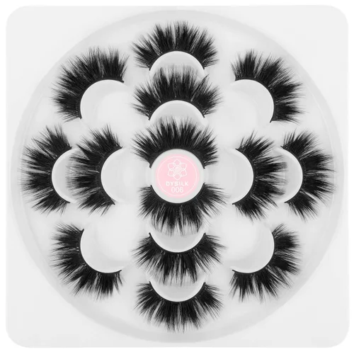Miniatura 9 de DYSILK Pestañas postizas naturales de visón 6D, aspecto dramático, pestañas postizas esponjosas, extensión de maquillaje, pestañas largas hechas a