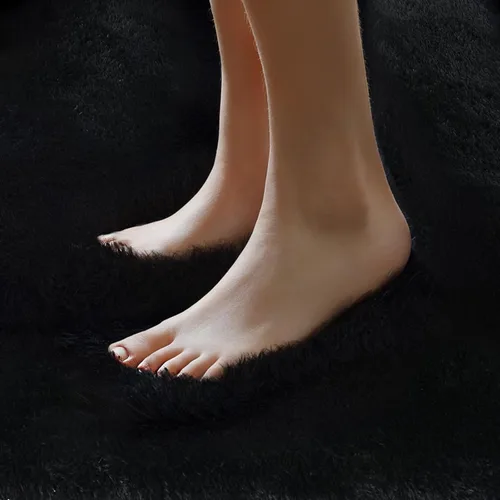 Miniatura 6 de Alfombras pequeñas de 2 x 3 pies, alfombra negra para dormitorio, alfombra moderna de pelo largo, alfombra pequeña, alfombra de noche esponjosa
