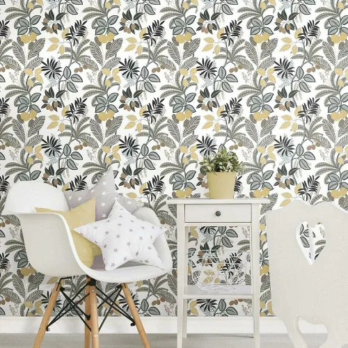 Miniatura 8 de RoomMates RMK11578RL Papel tapiz autoadhesivo Funky Jungle gris y amarillo