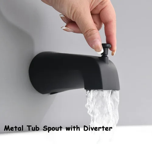 Miniatura 7 de Juego de grifo de ducha negro con boquilla de bañera, combo de grifo de bañera y ducha, sistema de ducha doble 2 en 1 con cabezal de ducha de mano