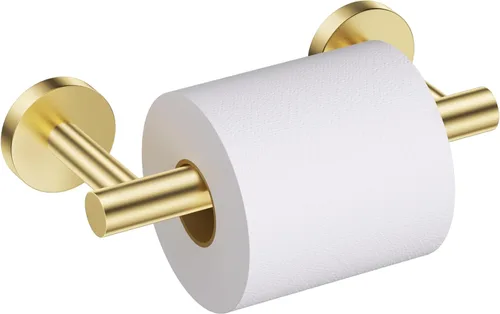 Soporte de papel higiénico dorado cepillado para montaje en pared, soporte de rollo de papel higiénico grande de doble base, accesorios de acero