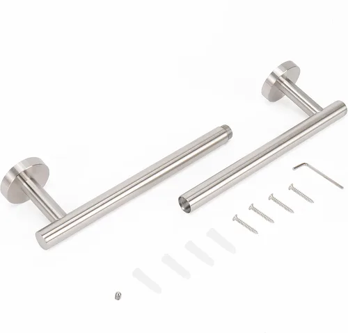 Miniatura 7 de NearMoon - Barra para toallas de baño, soporte de toalla de ducha de acero inoxidable grueso para baño, montado en la pared, longitud total de 18