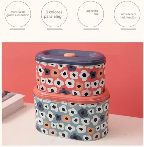 Miniatura 2 de Tarros de lata para galletas, recipientes de almacenamiento de galletas, tarro de galletas para el hogar, cocina, regalos de alimentos, recipientes