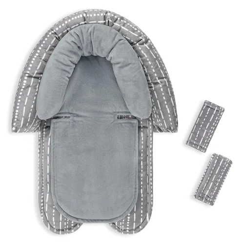 Miniatura 10 de Inserto de asiento de automóvil para bebé, soporte para la cabeza y el cuerpo del asiento de automóvil con 2 almohadillas para correa, cojín ultra