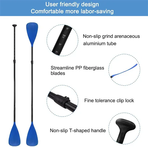 Miniatura 3 de LBW SUP Paddle Board Paddle Stand Up Paddleboard Paddles - 3 o 4 piezas de aleación flotante portátil SUP Kayak Paddle ajustable de 2 lados Paleta