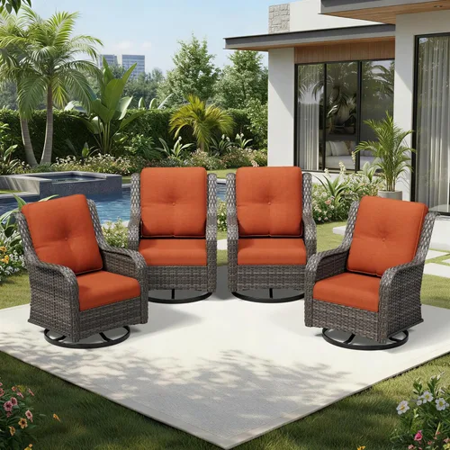 Miniatura 187 de Joyside Juego de sillas de mimbre para patio, juego de 3 piezas de mimbre para exteriores con 2 sillas reposabrazos y 1 mesa auxiliar para terraza