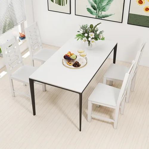 Miniatura 9 de GOFLAME Juego de 2 sillas de comedor de madera, sillas de cocina modernas con patas de madera de goma y respaldo alto, sillas laterales sin brazos