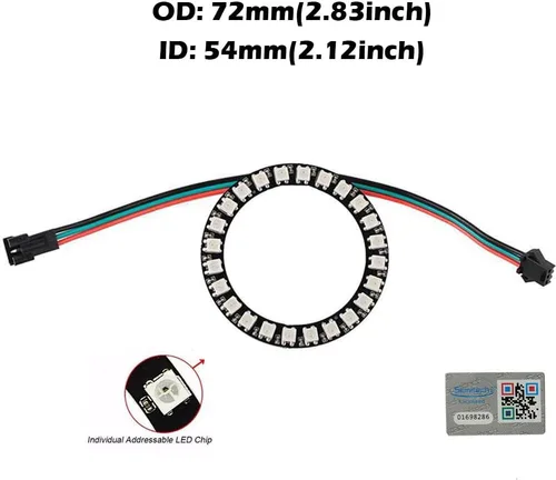Miniatura 2 de Anillo LED RGB WS2812 de 24 bits con cable SM2.54-3P, WS2812B 5050 LED direccionable Pixel a todo color con controladores integrados DC5V