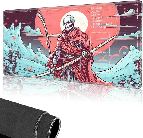 Miniatura 14 de Tapete de juego para MTG, tapete de juego de cartas cosido con zona mágica para juegos de cartas MTG, (17.4 x 13.8 pulgadas), tapete de juego