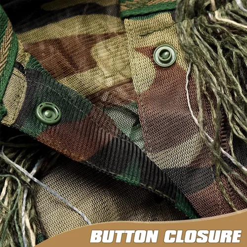 Miniatura 5 de DoCred Traje Ghillie 5 en 1, ropa de caza de camuflaje 3D con chaqueta, pantalones, capucha, bolsa de transporte para adultos/jóvenes, S/M/L/XL/XXL
