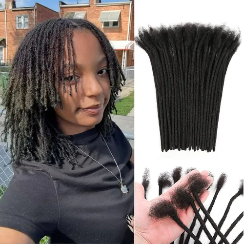 Miniatura 20 de Extensiones Loc de 10 pulgadas de grosor de cabello humano de 10 pulgadas, 10 hebras, extensiones de rastas de cabello humano para mujeres