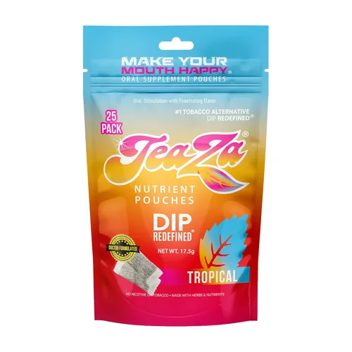 Bolsas de energía herbal Teaza, alternativa al tabaco masticable sin nicotina, alternativa sin humo a la rapé y salsa saludable, sabor tropical (1