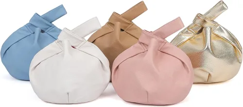 Miniatura 9 de Bolsa pequeña para mujer, de piel suave, con asa superior, bolsa de nudo, monederos y bolsos