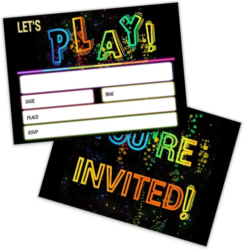 Miniatura 8 de Let's Jump Invitaciones para fiesta de cumpleaños, tarjetas de invitación de fiesta de trampolín brillante de 4 x 6 pulgadas (20 tarjetas + sobres)