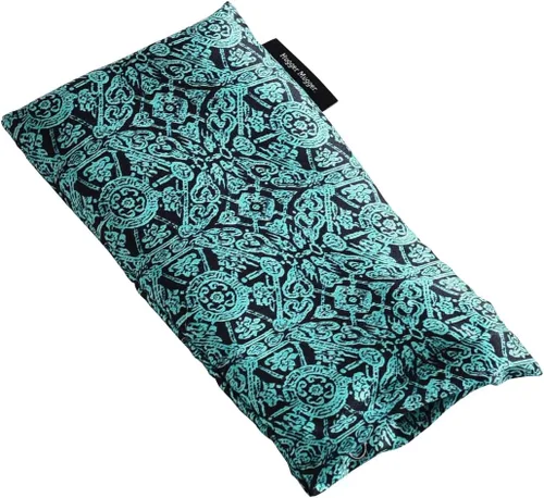Hugger Mugger Almohada de ojos de seda con relleno de linaza, relleno de linaza orgánica, relajación sin olor, peso ligero, frío en el congelador,