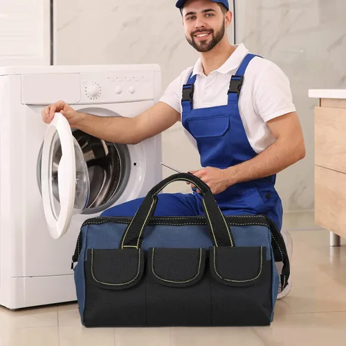 Miniatura 7 de Sanwuta - Paquete de 3 bolsas para herramientas, alta resistencia, fondo rígido impermeable, boca ancha, para electricista, carpintero, mecánico, 13