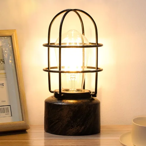 Miniatura 5 de Haian Support Lámpara de noche industrial regulable de 3 vías, mesa de noche antigua Steampunk para dormitorio, sala de estar (bombilla incluida)