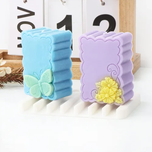 Miniatura 2 de Playing Mold Molde de silicona para jabón de 2 cavidades de mariposa y flores, hecho a mano, para jabón, pasteles, fondant, chocolate, arcilla
