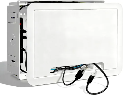 Miniatura 9 de Kit de organización de cables de pared con caja de salida de TV empotrada, enchufe de dos agujeros, cable de 9 pies, kit de pared para ocultar