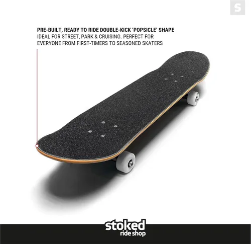 Miniatura 2 de Stoked Ride Shop Patineta completa – Madera de arce fabricada en Estados Unidos – Tabla de skate para adultos, niños, niñas y niños – Totalmente