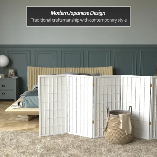 Miniatura 2 de Biombo portátil simple de 3 pies Biombo Shoji para dividir una cuarto, clásico diseño japonés, 4 tamaños y 6 colores, Madera, Blanco