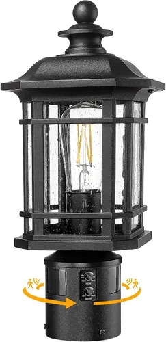 Miniatura 9 de Emliviar Luz exterior para poste, lámpara de poste negro para exteriores, aluminio con vidrio sembrado, WE270P BK