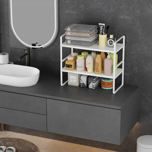 Miniatura 5 de Estante organizador de gabinete, estante expandible para gabinete, estantes apilables, estante de almacenamiento ajustable, elevador para cocina