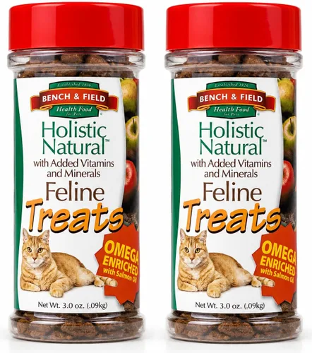 Bench & Field Holistic Natural Healthy Kitty Treats | Bocadillos crujientes en forma de pescado | Delicioso aperitivo con sabor a mariscos, 3 onzas