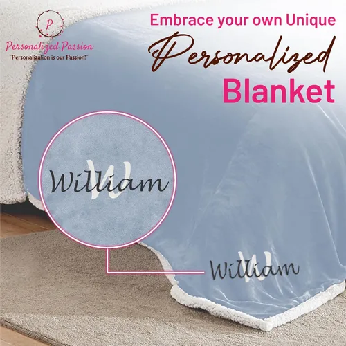 Miniatura 2 de Manta Sherpa personalizada, manta reversible personalizada con micro visón y lana de cordero sintética, manta para cama y sofá, color rosa