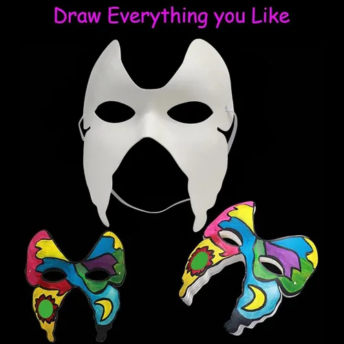 Miniatura 2 de Qavctw DIY White Masks Paper Cosplay Christmas Party Mask Unpainted Plain Craft Masquerade Masks