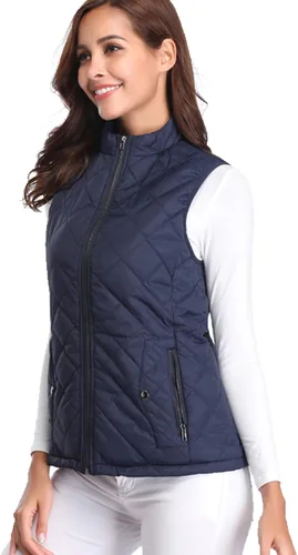 Miniatura 2 de Fuinloth - Chaleco acolchado para mujer, diseño de cuello alto, ligero, con cierre