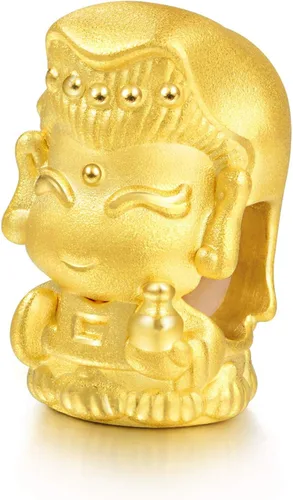Miniatura 5 de Chow Sang Sang 88262C - Pulsera de oro sólido de 24 quilates con dije de bendición Guan Yin para mujer Metal
