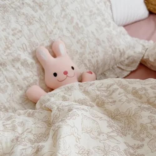 Miniatura 7 de BuLuTu Funda de almohada para niños pequeños de muselina de algodón 100% con bordes con volantes, patrón de conejo lindo, funda de almohada