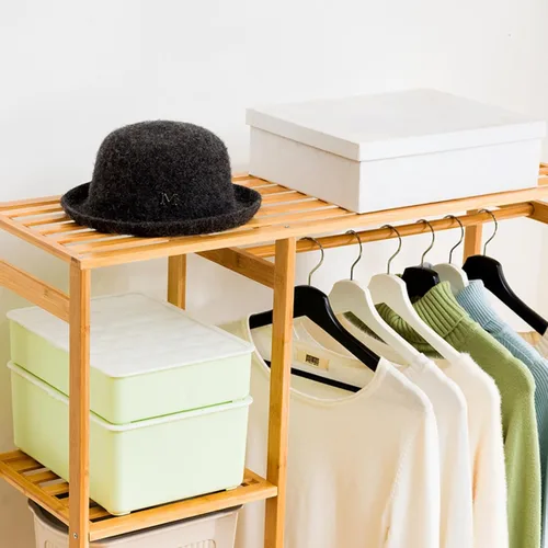 Miniatura 6 de Multifunctional Bamboo Clothes Rail Stand with Hanging Rod,Sturdy Freestanding Coat,Garment Rack,Open Wardrobe for Bedroom Hallway,Clothing Hanger