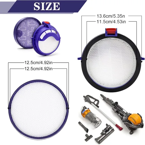 Miniatura 2 de Kit de filtro de repuesto para filtros de bola de vacío DC25, incluye filtros premotor lavables 919171-0 y filtros de motor de poste 916188-05