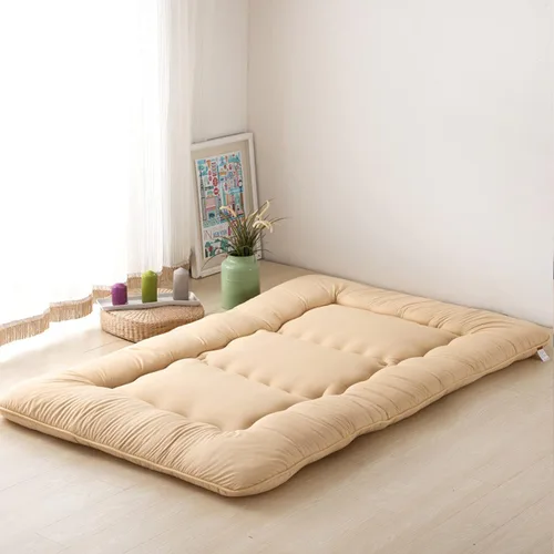Miniatura 2 de Colchón beige para suelo, colchón futón para dormir, tapete grueso de tatami, colchón plegable para niños y adultos, color beige, Matrimonial_XL 47