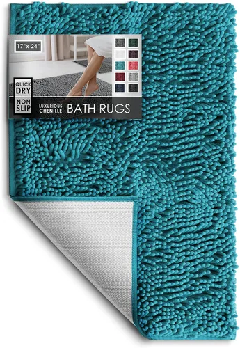 Miniatura 108 de Hearth & Harbor Alfombras de baño, tapete de baño de chenilla - Alfombras de baño lavables a máquina para baño con respaldo antideslizante de goma