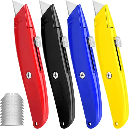 Miniatura 13 de DIYSELF Paquete de 2 cuchillos utilitarios, cortador retráctil, resistente (naranja)