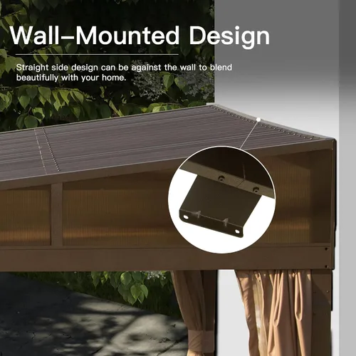 Miniatura 34 de Domi - Solárium de pared montado de 10 x 14 pies, solárium de pared con techo inclinado de policarbonato de aluminio, casa de pantalla de PC