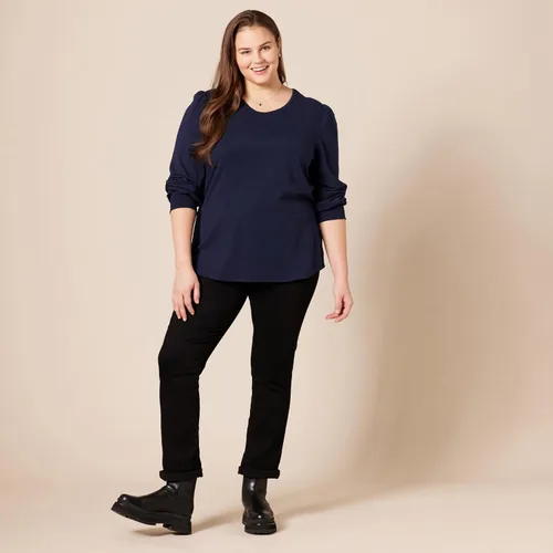 Miniatura 6 de Tienda Essentials - Camiseta de manga larga con cuello redondo y puños fruncidos para mujer