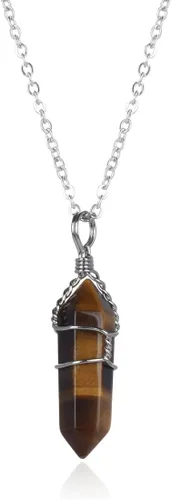 Miniatura 3 de 1 collar con colgante de piedras preciosas naturales curativas de cuarzo de cristal reiki chakras, piedras preciosas de 18 pulgadas, joyería